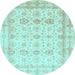 Round Oriental Light Blue Traditional Rug, abs3880lblu