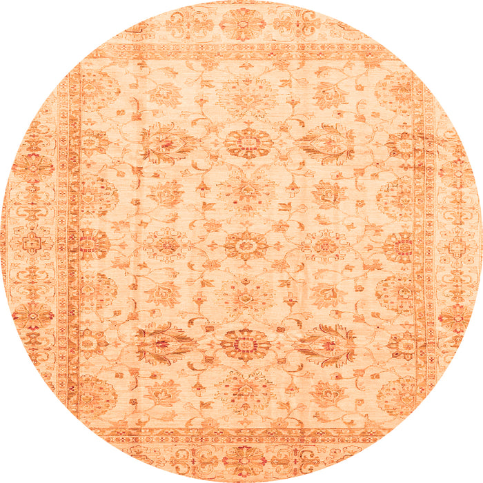 Round Oriental Orange Traditional Rug, abs3880org