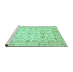 Sideview of Machine Washable Oriental Turquoise Traditional Area Rugs, wshabs3880turq