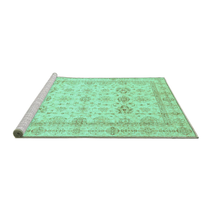 Sideview of Machine Washable Oriental Turquoise Traditional Area Rugs, wshabs3880turq