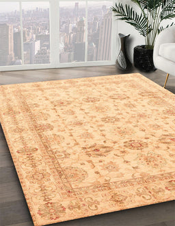 Abstract Orange Oriental Rug in Family Room, abs3880