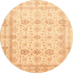 Round Machine Washable Abstract Orange Rug, wshabs3880