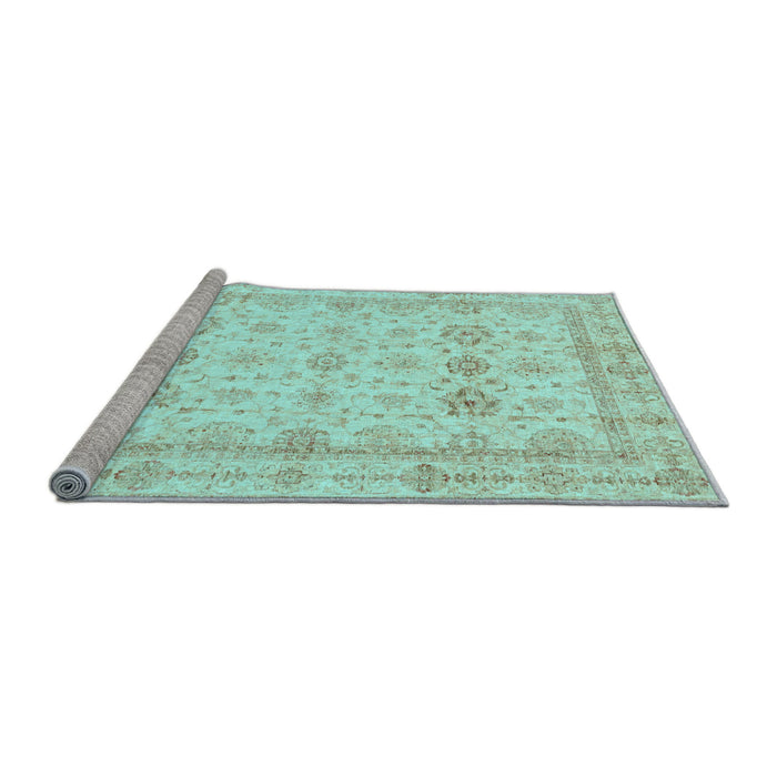 Sideview of Machine Washable Oriental Light Blue Traditional Rug, wshabs3880lblu