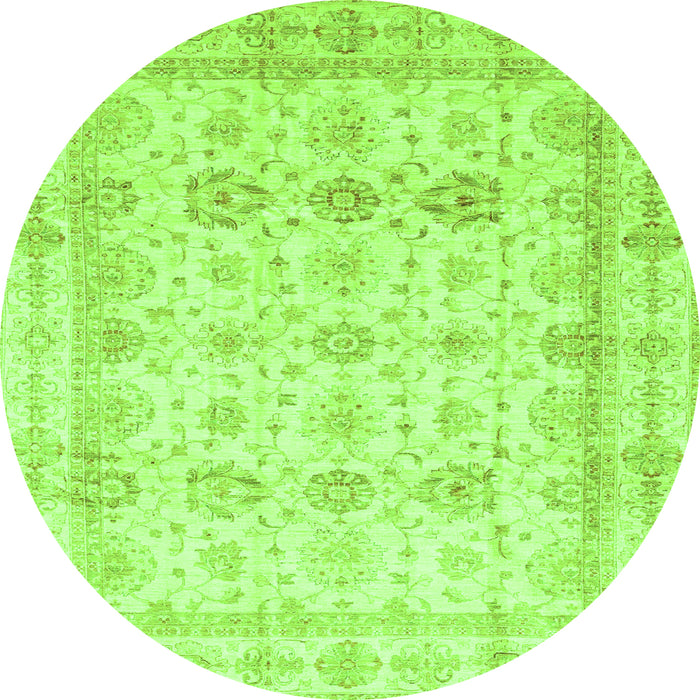 Round Oriental Green Traditional Rug, abs3880grn
