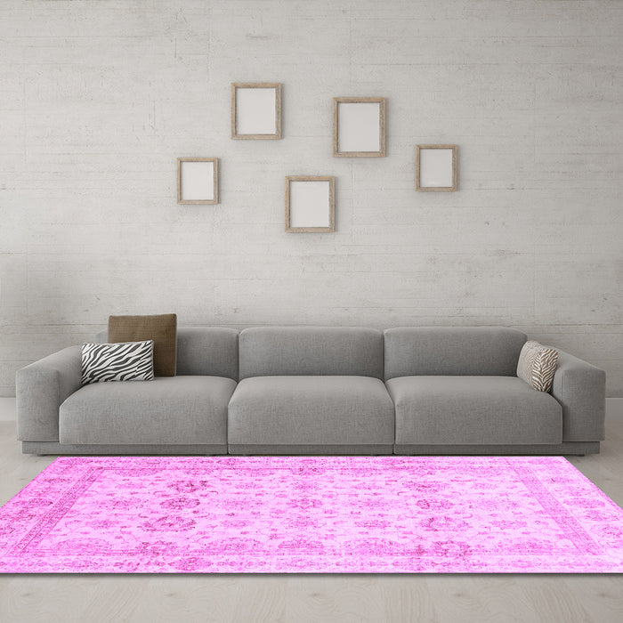 Machine Washable Oriental Purple Traditional Area Rugs in a Living Room, wshabs3880pur