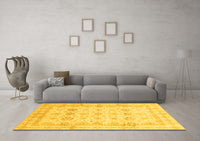 Machine Washable Oriental Yellow Traditional Rug, wshabs3880yw