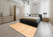 Abstract Orange Oriental Rug in a Bedroom, abs3880