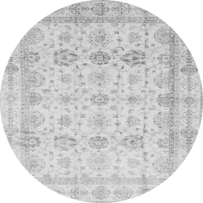 Round Machine Washable Oriental Gray Traditional Rug, wshabs3880gry