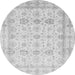 Round Machine Washable Oriental Gray Traditional Rug, wshabs3880gry