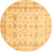 Round Oriental Brown Traditional Rug, abs3880brn