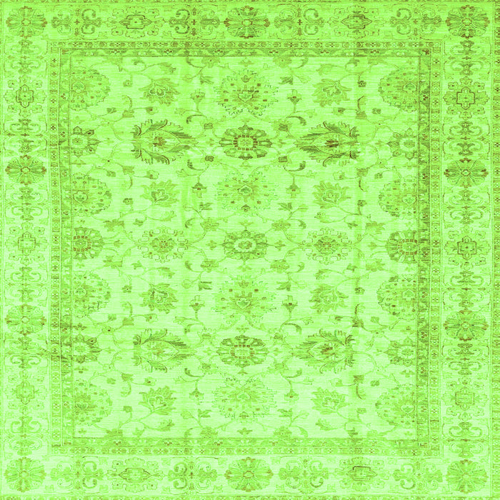 Square Machine Washable Oriental Green Traditional Area Rugs, wshabs3880grn