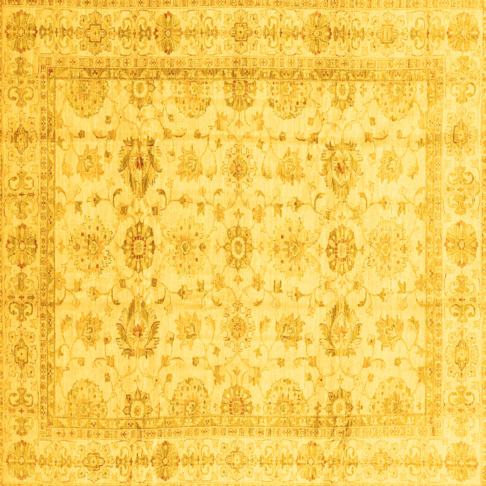 Square Machine Washable Oriental Yellow Traditional Rug, wshabs3880yw