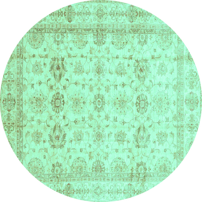 Round Oriental Turquoise Traditional Rug, abs3880turq
