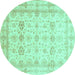 Round Oriental Turquoise Traditional Rug, abs3880turq