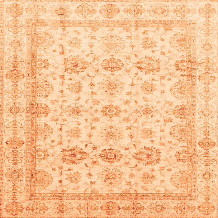 Square Machine Washable Oriental Orange Traditional Area Rugs, wshabs3880org