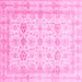 Square Machine Washable Oriental Pink Traditional Rug, wshabs3880pnk