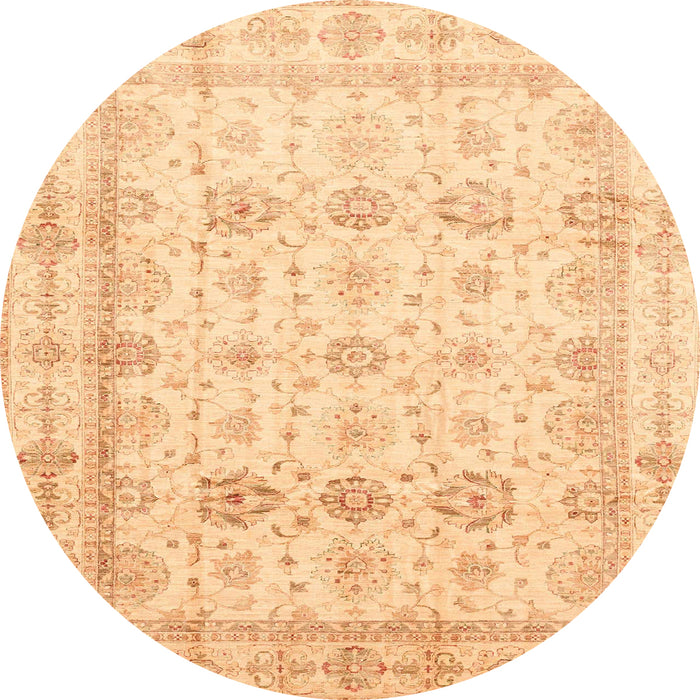 Round Abstract Orange Oriental Rug, abs3880