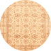 Round Abstract Orange Oriental Rug, abs3880