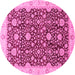 Round Oriental Pink Traditional Rug, abs3881pnk