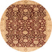 Round Abstract Yellow Orange Oriental Rug, abs3881