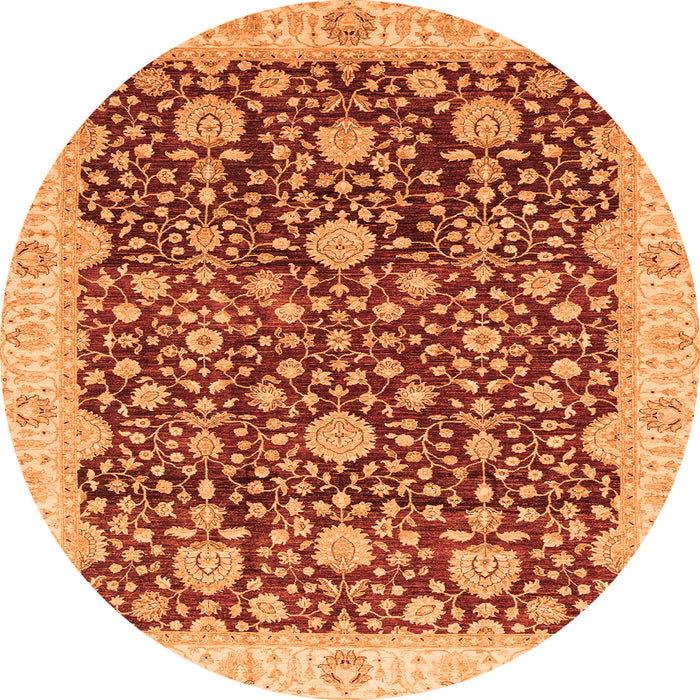 Round Oriental Orange Traditional Rug, abs3881org