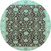 Round Oriental Light Blue Traditional Rug, abs3881lblu