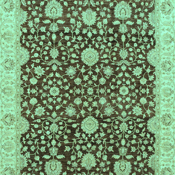 Machine Washable Oriental Turquoise Traditional Area Rugs, wshabs3881turq