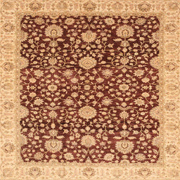 Square Machine Washable Abstract Yellow Orange Rug, wshabs3881