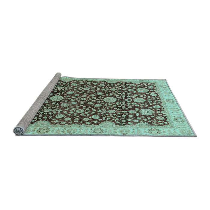 Sideview of Machine Washable Oriental Light Blue Traditional Rug, wshabs3881lblu