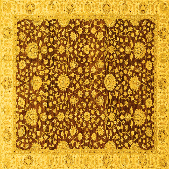 Square Oriental Yellow Traditional Rug, abs3881yw