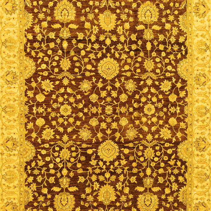 Machine Washable Oriental Yellow Traditional Rug, wshabs3881yw