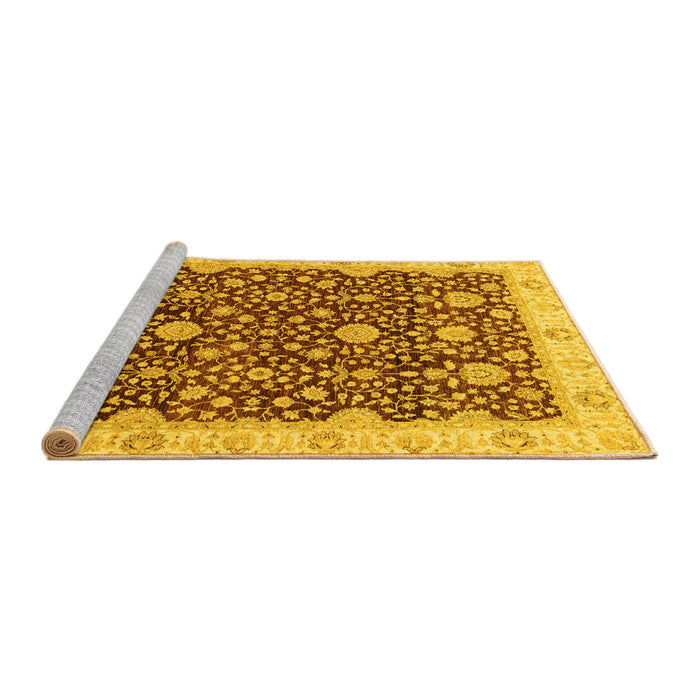 Sideview of Machine Washable Oriental Yellow Traditional Rug, wshabs3881yw
