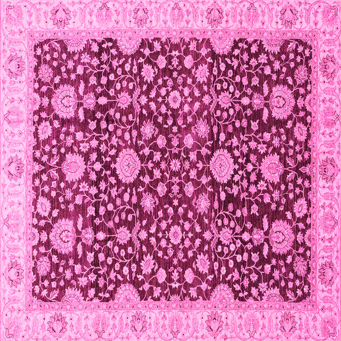 Square Machine Washable Oriental Pink Traditional Rug, wshabs3881pnk