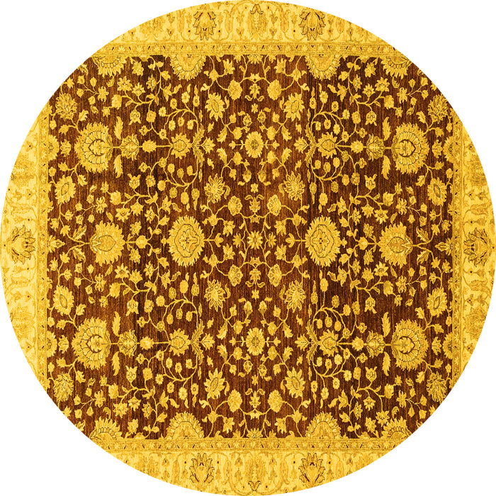 Round Oriental Yellow Traditional Rug, abs3881yw