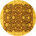 Round Oriental Yellow Traditional Rug, abs3881yw