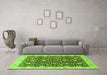 Machine Washable Oriental Green Traditional Area Rugs in a Living Room,, wshabs3881grn