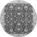 Round Machine Washable Oriental Gray Traditional Rug, wshabs3881gry