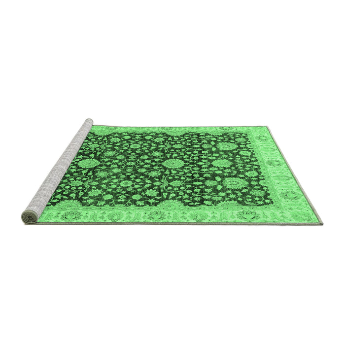 Sideview of Machine Washable Oriental Emerald Green Traditional Area Rugs, wshabs3881emgrn