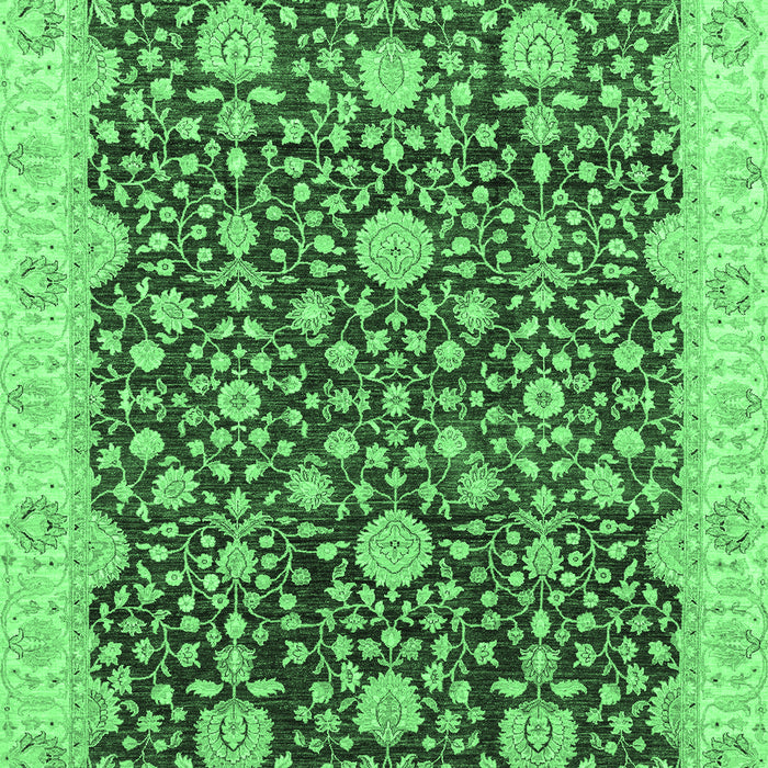 Machine Washable Oriental Emerald Green Traditional Area Rugs, wshabs3881emgrn