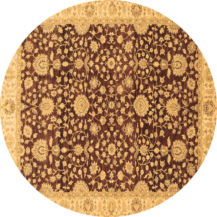 Round Machine Washable Oriental Brown Traditional Rug, wshabs3881brn
