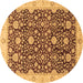 Round Machine Washable Oriental Brown Traditional Rug, wshabs3881brn