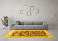 Machine Washable Oriental Yellow Traditional Rug, wshabs3881yw