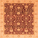 Square Machine Washable Oriental Orange Traditional Area Rugs, wshabs3881org