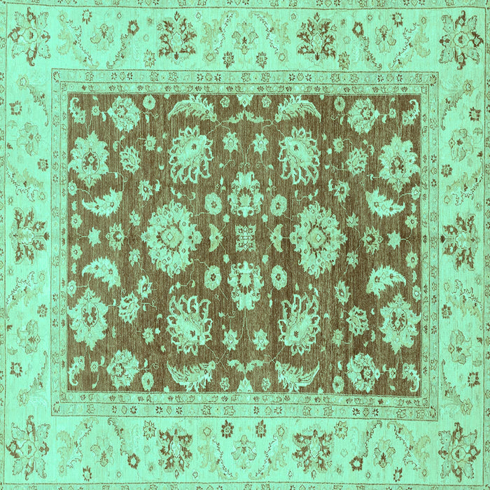 Square Machine Washable Oriental Turquoise Traditional Area Rugs, wshabs3882turq