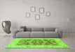 Machine Washable Oriental Green Traditional Area Rugs in a Living Room,, wshabs3882grn