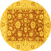 Round Oriental Yellow Traditional Rug, abs3882yw