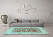 Machine Washable Oriental Light Blue Traditional Rug in a Living Room, wshabs3882lblu