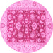 Round Oriental Pink Traditional Rug, abs3882pnk