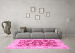 Machine Washable Oriental Pink Traditional Rug in a Living Room, wshabs3882pnk