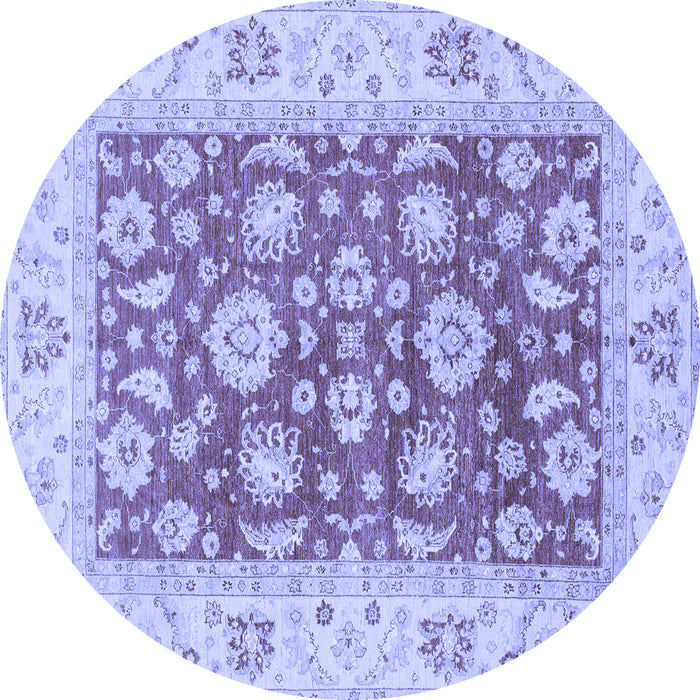 Round Machine Washable Oriental Blue Traditional Rug, wshabs3882blu